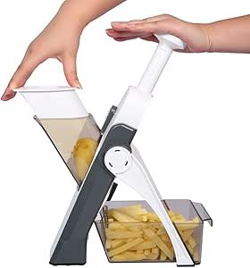 YSSN Once For All Vegetable Cutter With Collection Basin - Multi Slicer for Chips, Potatoes, Onions, Cucumbers - Cube Cutter and Julienner (Grey)