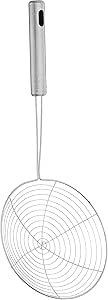 Rustomart medium stainless steel strainer with long handle - silver