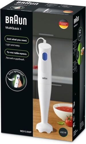 braun mq10.000p multiquick 1 hand blender extra light purée stick with easytwist system, 450 watt, white 2 year warranty