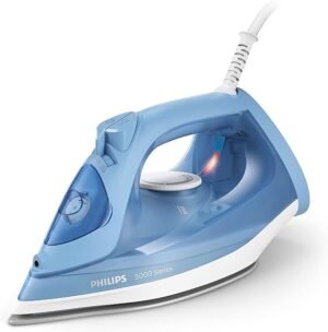Philips 3000 Series Steam Iron - 35 g/min Continuous Steam, 160 g Steam Boost, Ceramic, Built-in Calc Clean Slider, 2200W, Blue - DST3020/20  2 years warranty raya