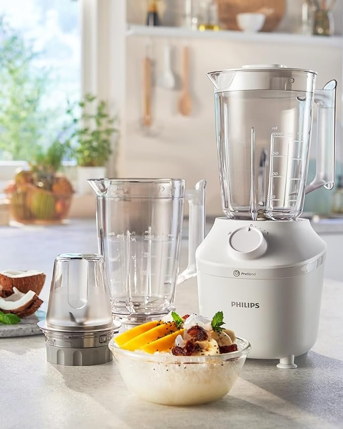 philips blender 450w, plastic, 1l capacity, 4 star blade mill included, problend system for crushing ice, white hr2041/16 2 year warranty philips blender 450w, plastic, 1l capacity, 4 star blade mill included, problend system for crushing ice, white hr2041/16 2 year warranty