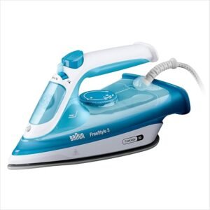 braun freestyle 3 steam iron with 3d freeglide technology, super ceramic sole, auto shut off, 270ml tank, 2400w fi 3144, blue 2 years warranty raya