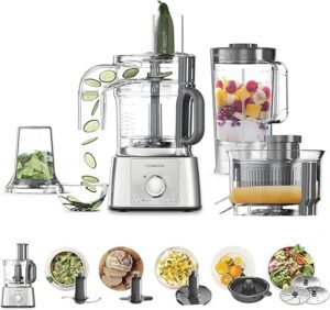 kenwood multipro express food processor, 3.0 litre bowl with express serve, 1.2 litre blender, dough hook, whisk, 3 slicing and grating discs, multi mill, 1000 watts , fdp65.880si , silver. 2 years warranty raya